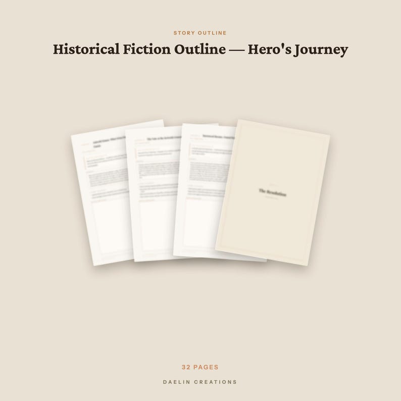 Esquema preelaborado para novela histórica de ficción: La historia del viaje del héroe de una familia elegida / Guía para planificar la novela / PDF de Goodnotes imagen 5