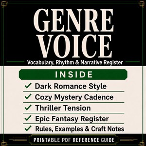 Leitfaden für Genre-Schreibstil | Referenz für Prosa-Autoren | Düstere Liebesromane, Cosy Crime, Thriller & Epische Fantasy | PDF Bild 2