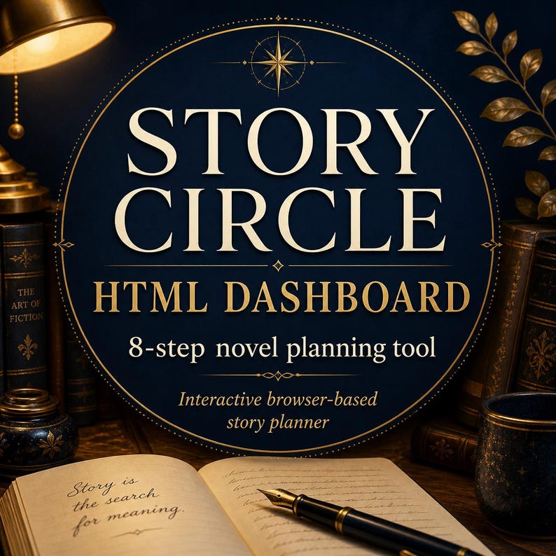 Story Circle Planner – Interactieve tool voor het structureren van een roman in 8 stappen (digitale download) afbeelding 1