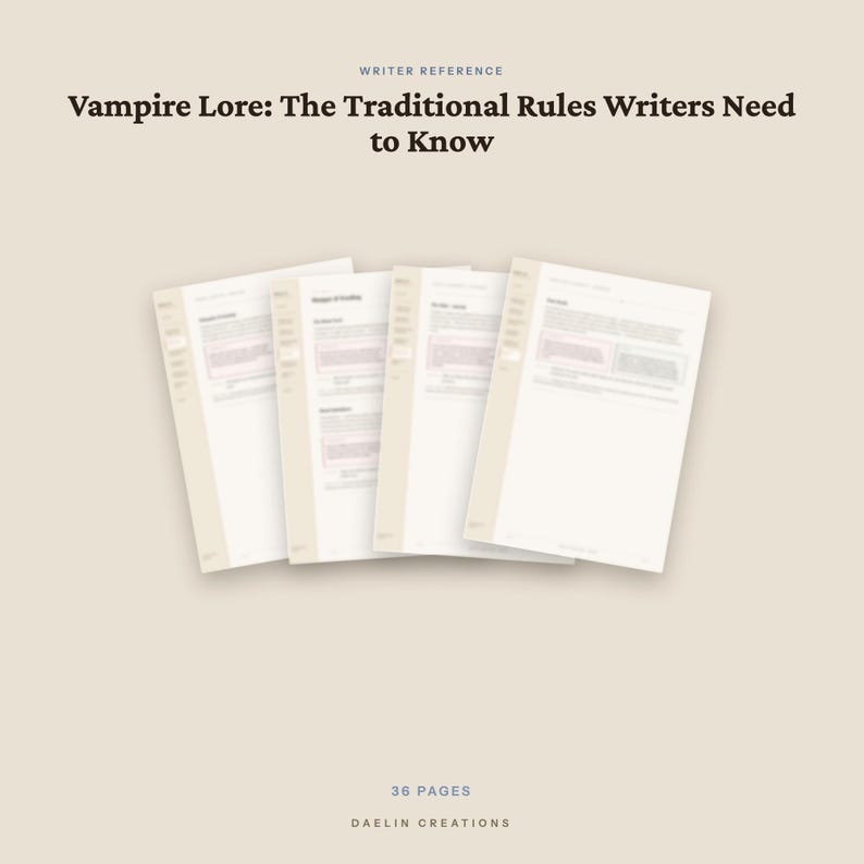 Vampire Lore Reference Guide for Writers — Traditional Rules, Wrong/Right Examples & Craft Notes | Fiction Writing Printable image 5