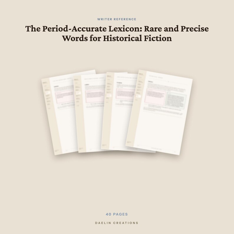 Guía de escritura de ficción histórica / Referencia de vocabulario y palabras de época / Cuaderno de trabajo imprimible en PDF para novelistas y autores imagen 4