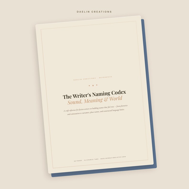 Writer's Naming Codex — Character Names, Place Names & Conlang Basics | Fiction Writing Reference Guide PDF image 4