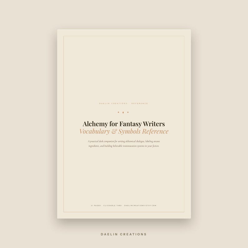 Alchemy Reference Guide for Fantasy Writers — Vocabulary, Symbols & Worldbuilding Desk Companion PDF image 3