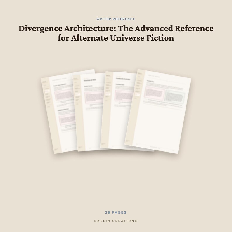 Handleiding voor het schrijven van alternatieve universums, referentie voor het creëren van een alternatieve wereld voor fictieschrijvers, planner voor divergentiepunten, printbare pdf voor romanschrijvers afbeelding 4