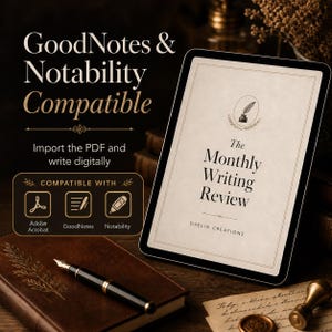Schrijfplanner voor auteurs, 12 maanden woordentellingtracker, dagboek voor roman schrijven, doelen en gewoontes, GoodNotes-pdf-schrijverplanner afbeelding 5