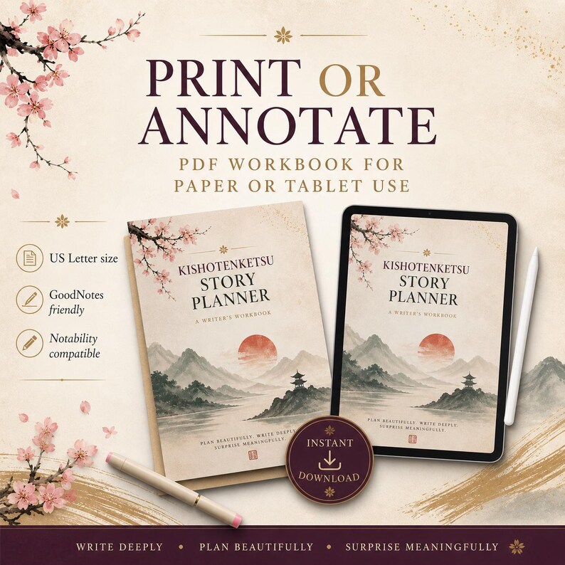 GoodNotes Planner | Kishotenketsu Verhaalplanner | Werkboek voor het schrijven van een roman | Printbaar & Digitaal afbeelding 2