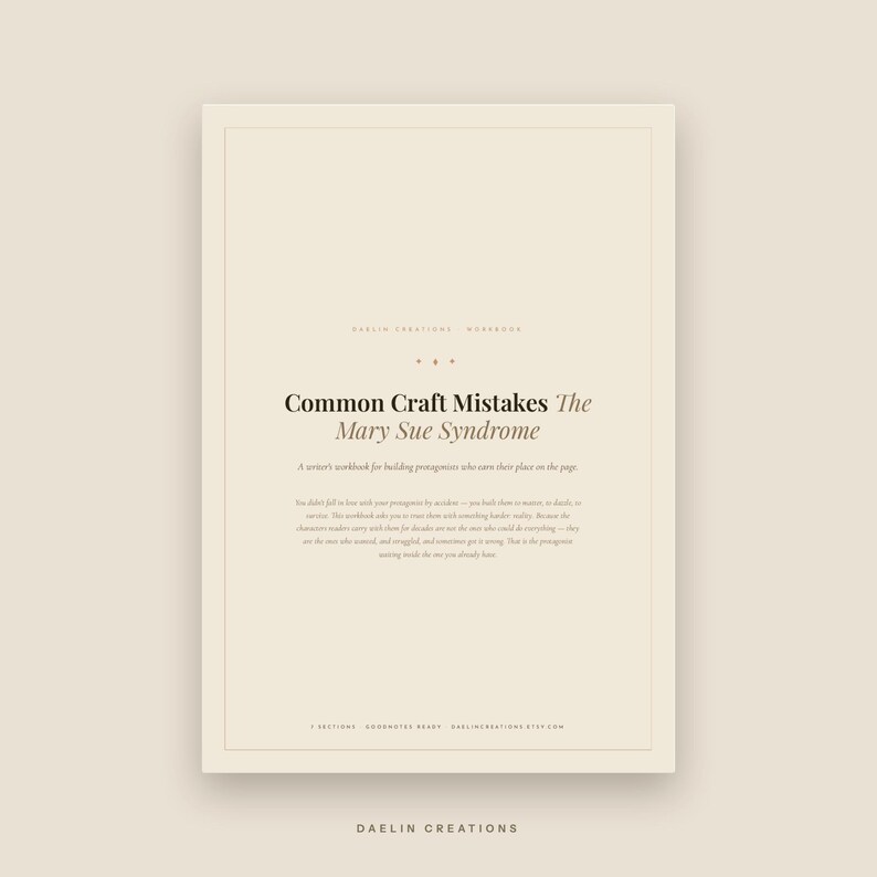 Cuaderno de ejercicios sobre el síndrome de Mary Sue / Ejercicios de escritura de ficción en PDF / Desarrollo de personajes / PDF imprimible / Descarga digital de Goodnotes imagen 2