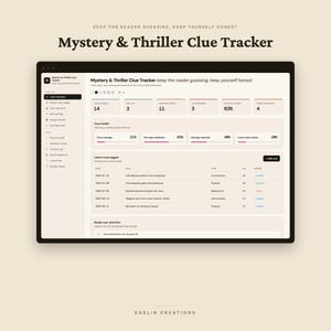 Mystery and Thriller Clue Tracker | Red Herring and Fair-Play Audit Dashboard, Suspicion Curve, Plant & Payoff Planner for Writers image 2