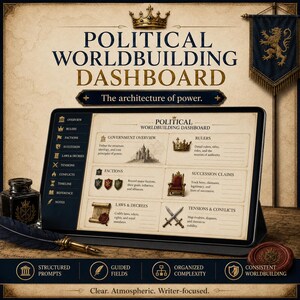 Worldbuilding Bible Political Systems Dashboard | Interactive Fiction Writing Tool | Fantasy World Builder | Novel Planning image 2
