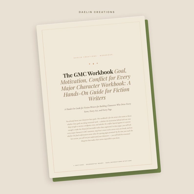 GMC Workbook for Fiction Writers — Goal Motivation Conflict Character Workbook Printable PDF image 3