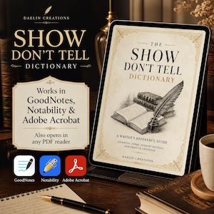 Show Dont Tell Guide for Writers, Emotions Writing Reference, List of Emotions for Fiction, GoodNotes Author Craft Tool image 2