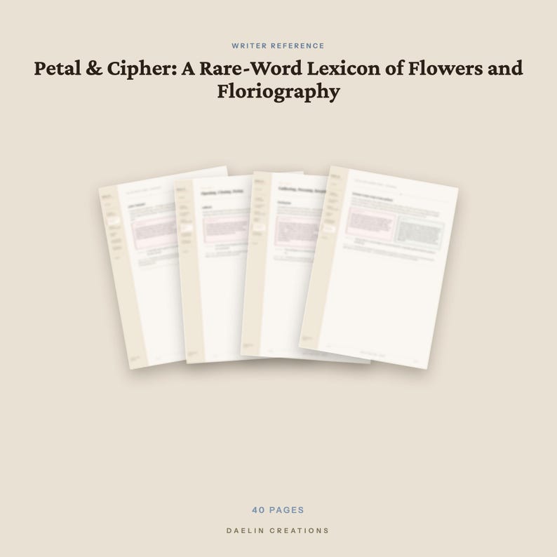Petal & Cipher — Rare-Word Lexicon of Flowers and Floriography | Printable Writer's Reference Guide | Victorian Flower Language image 4