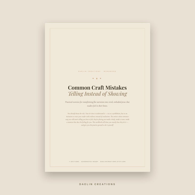 Cuaderno de ejercicios de escritura de ficción "Muestra, no cuentes" / Ejercicios de técnica narrativa / Cuaderno de ejercicios imprimible en PDF para novelistas / PDF de Goodnotes / Descarga digital imagen 2