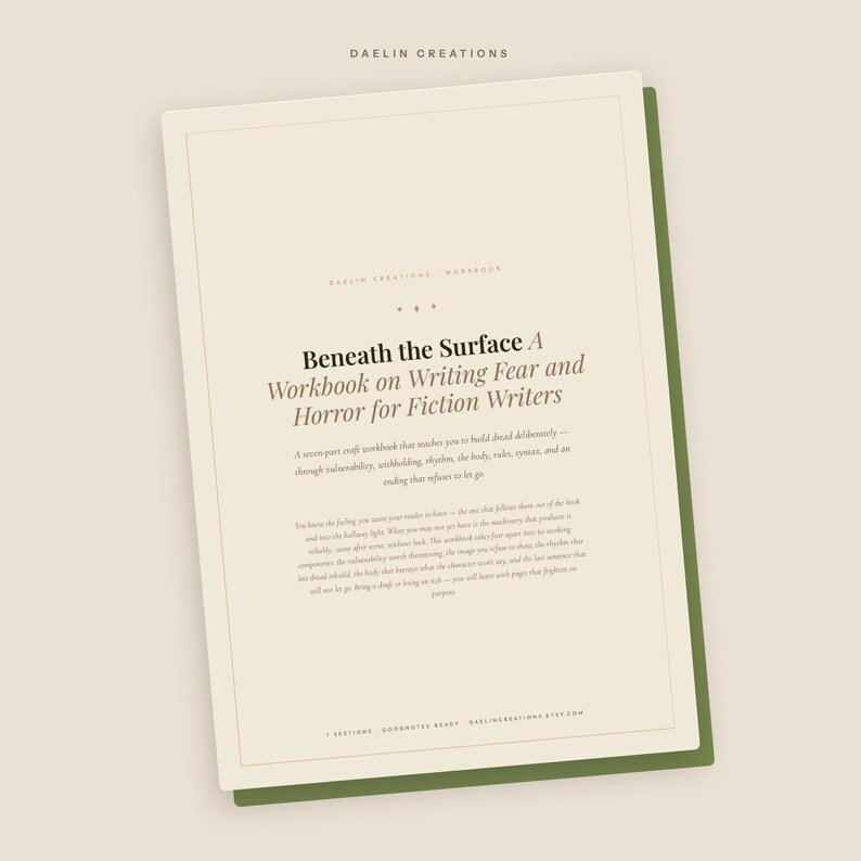 Horror Writing Workbook Printable PDF | Fiction Writing Prompts for Fear, Dread and Tension | Writer Exercises Journal image 3
