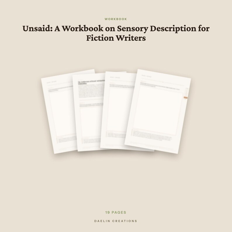 Unsaid — Werkboek voor zintuiglijke beschrijvingen voor schrijvers van duistere romantische fictie | Printbare PDF | Atmosphere & Dread Craft afbeelding 4