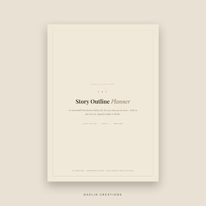 May include: A beige digital planner page titled Story Outline Planner. The text includes: An annotatable beat-by-beat skeleton for the story only you can write&mdash;built on Save the Cat, shaped for Mafia in Thriller. It also lists 14 chapters.