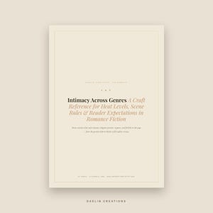 Peut inclure: Un guide de r&eacute;f&eacute;rence beige intitul&eacute; Intimacy Across Genres: A Craft Reference for Heat Levels, Scene Rules & Reader Expectations in Romance Fiction. Le document contient du texte sur les sous-genres de romance et l'&eacute;rotisme explicite.
