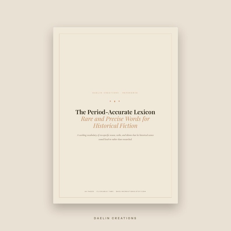 Guía de escritura de ficción histórica / Referencia de vocabulario y palabras de época / Cuaderno de trabajo imprimible en PDF para novelistas y autores imagen 2