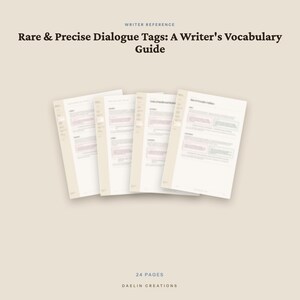 Dialogtaggar Författarordförrådsguide | Sällsynta och precisa taggar för skönlitterära författare | Utskrivbar referens | Goodnotes digital nedladdning bild 4