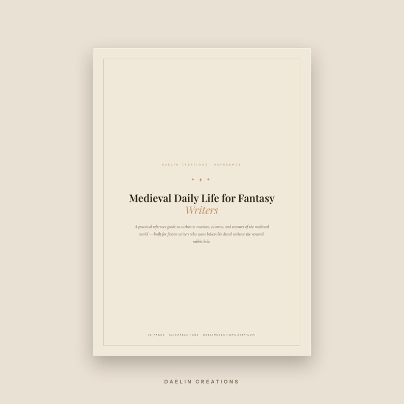 ファンタジー作家のための、中世の日常生活 ― 世界観構築と歴史小説のための印刷可能な参考ガイド 画像 3