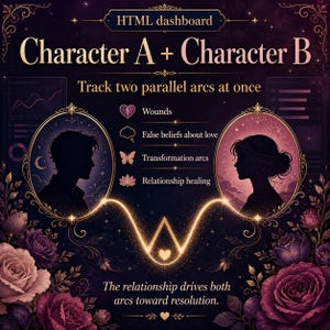 Romance Story Planner — Interactive Dual Plot Tool | W-Plot Method | No App Needed | Digital Download image 3