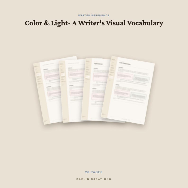 Vocabulary Guide | Color & Light | Visual Description Reference | | Novel Planner | Romance Reference Guide | Goodnotes PDF image 4