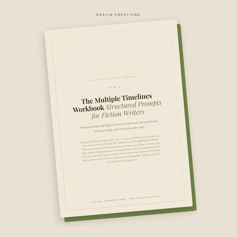 The Multiple Timelines Workbook | Printable Fiction Writing Prompts, Alternate Worlds & Parallel Timeline Worldbuilding Workbook PDF image 3