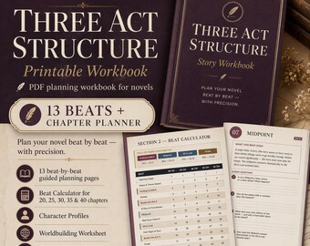 Three Act Structure Workbook – Novel Planning PDF (Digital Download)