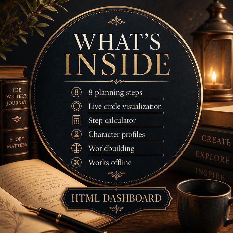 Story Circle Planner – Interactieve tool voor het structureren van een roman in 8 stappen (digitale download) afbeelding 6