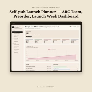 Self-pub Launch Planner | ARC Team, Preorder, Launch Week Dashboard | ARC Delivery & Review Pledge Tracker, Ad Spend, Blurb Vault image 2