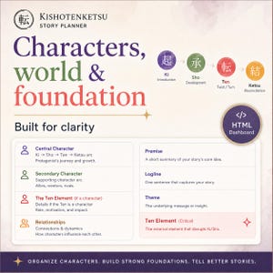 Dashboard-Romanplaner | Interaktives Werkzeug zur 4-Akt-Struktur | Kishotenketsu-Methode Bild 6