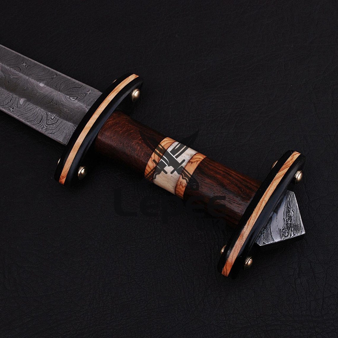 Handmade Black Damascus Steel Axe with Leather Case Etsy