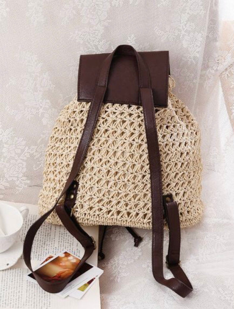 Straw Bag Summer Backpack Holiday Handmade Woman Bag Paper | Etsy