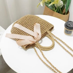 Straw Woven Beach Bag Holiday Time Shoulder Bag Handmade Cute - Etsy