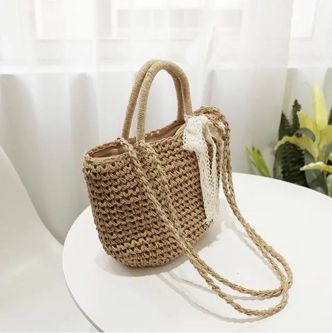 Straw Woven Beach Bag Holiday Time Shoulder Bag Handmade Cute - Etsy