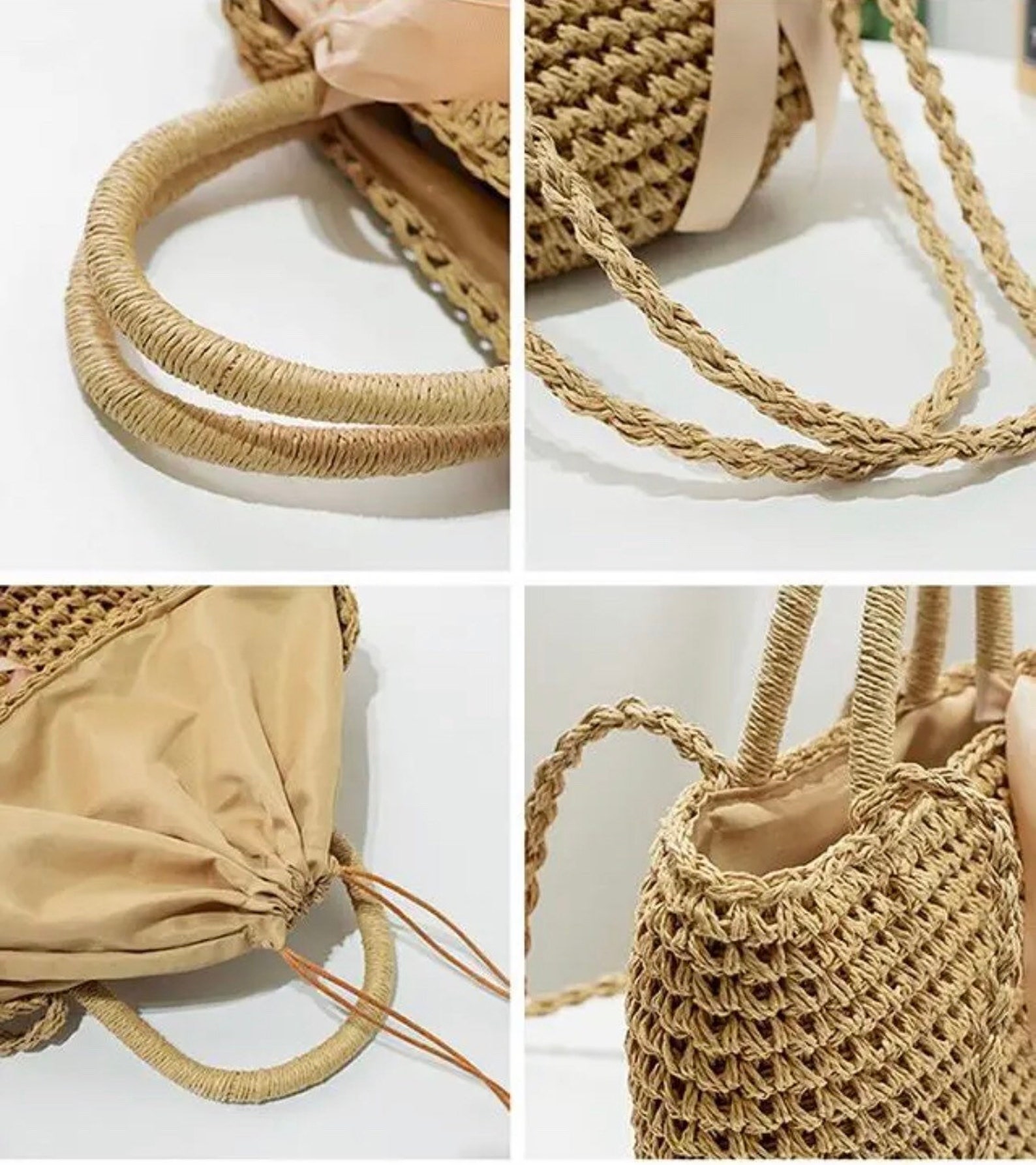 Straw Woven Beach Bag Holiday Time Shoulder Bag Handmade Cute - Etsy