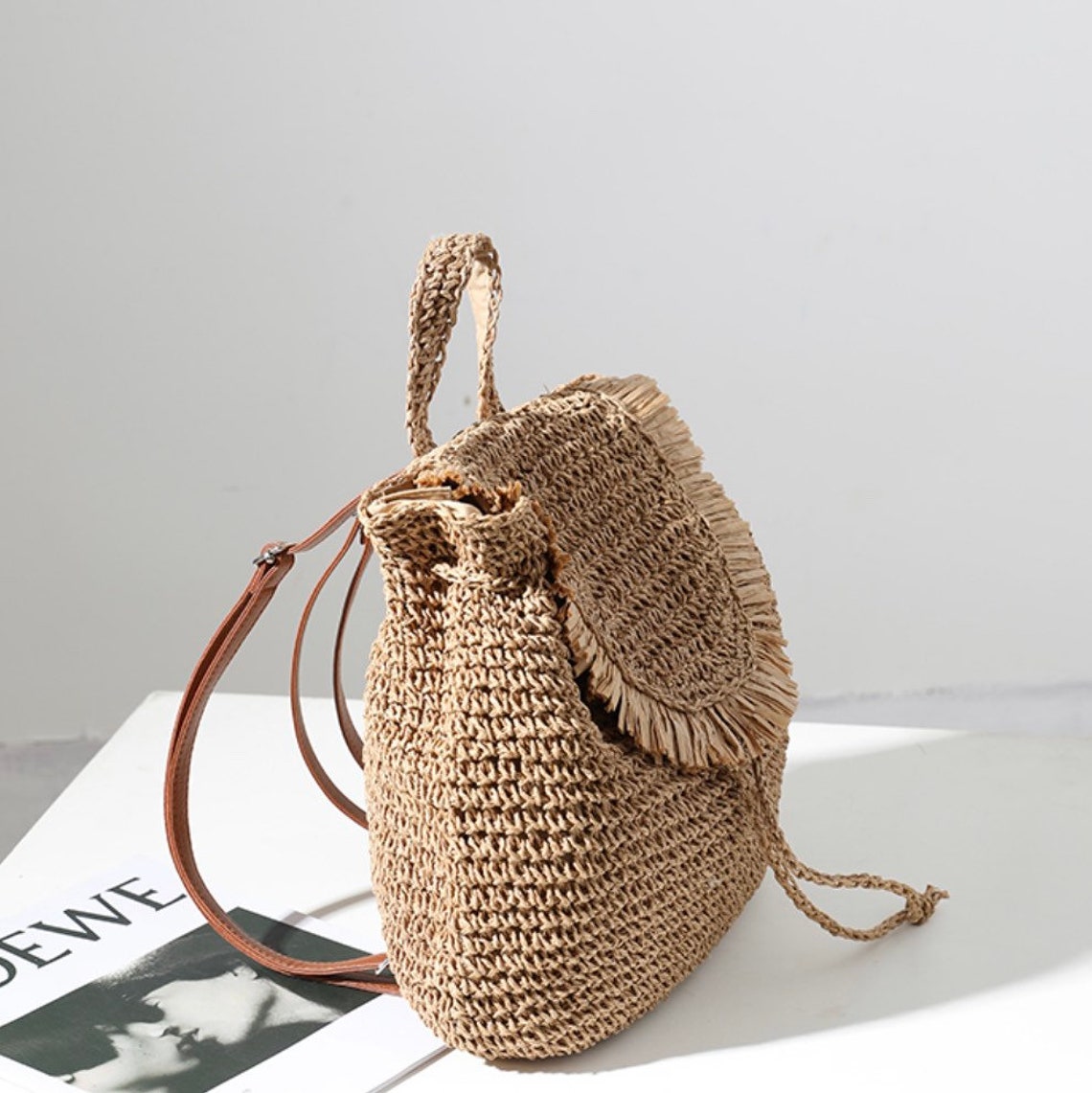 Straw Backpack Summer Bag Straw Beach Backpack Summer Backpack Etsy