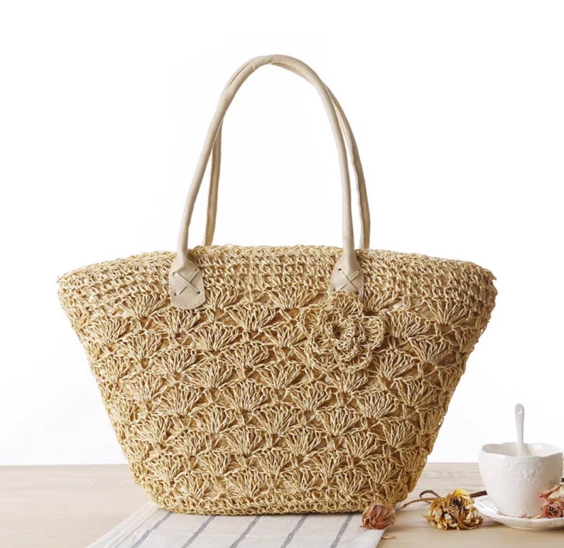 Tote Beach Bag Straw Tote Oneshoulder Female Woven Bag Beach Etsy