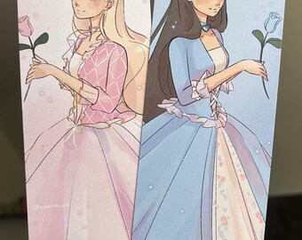 Illustrated Bestie Princess Bookmarks - Bookworm gifts, Handmade Nostalgia Bookmarks, Girlhood cute bookmarks