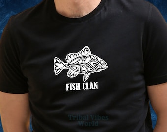 Fish Clan T-Shirt | Native Fish Clan Tribal Black or White T-Shirt