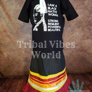 Native American & Black Woman Pride Tee | Strong Resilient Afro Indigenous T-Shirt | Black Native Pride T-Shirt image 4