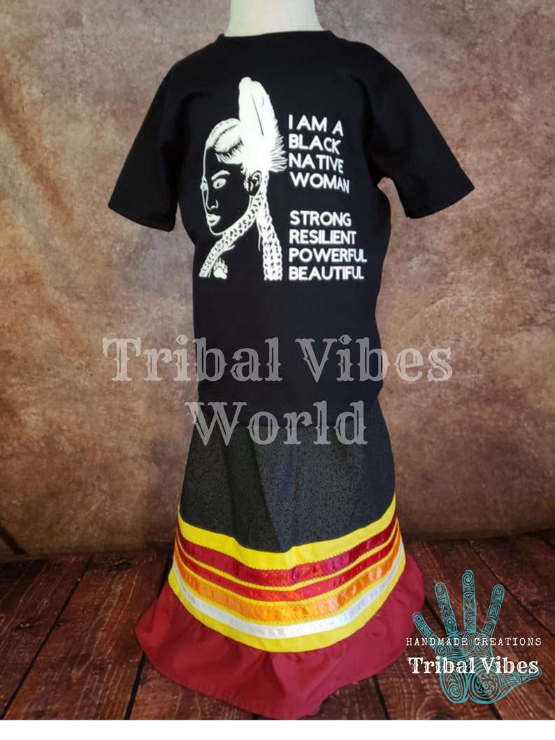 Native American & Black Woman Pride Tee | Strong Resilient Afro Indigenous T-Shirt | Black Native Pride T-Shirt image 4