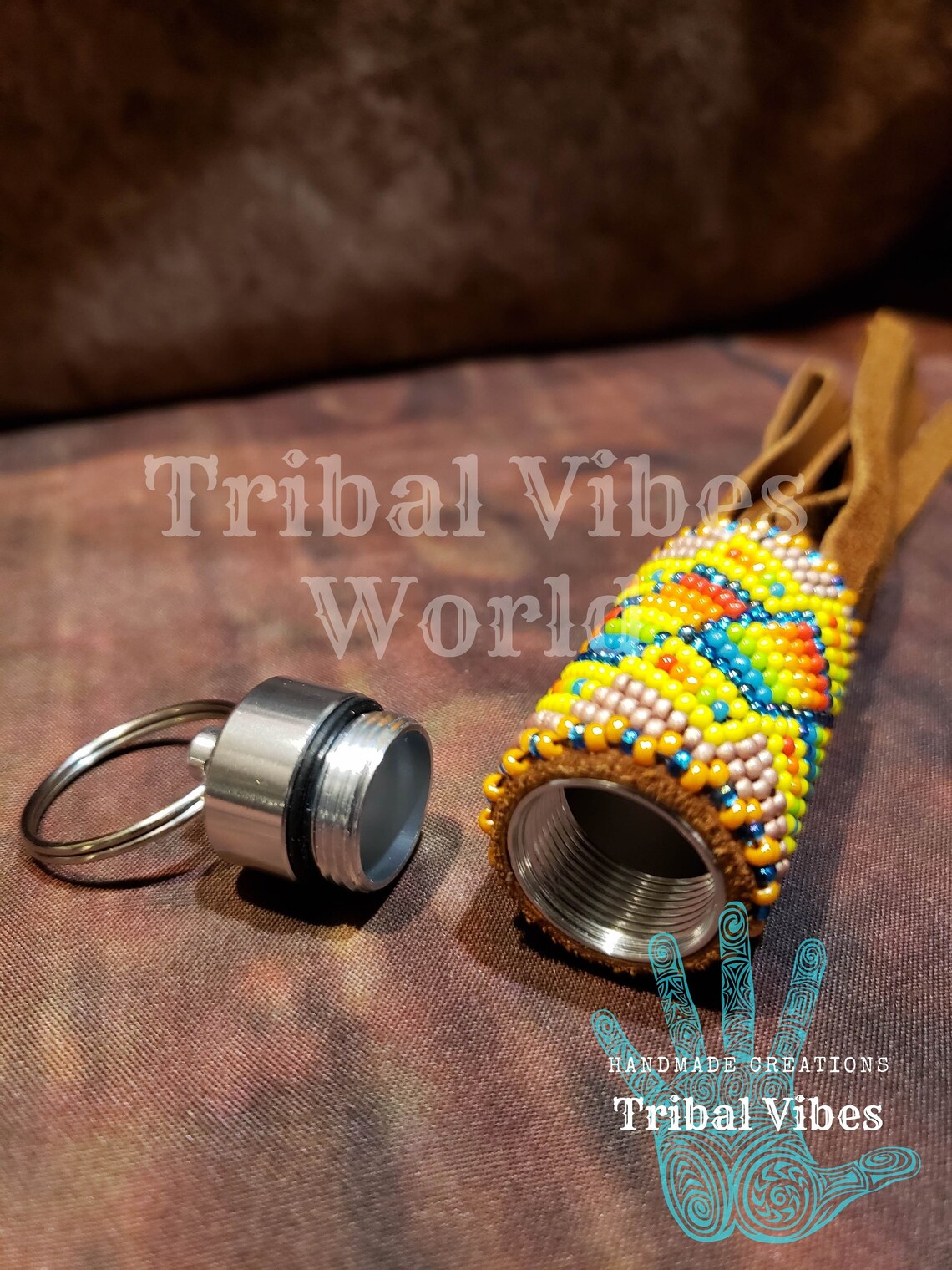 Native Beaded Keychain Native American Beaded Peyote Etsy