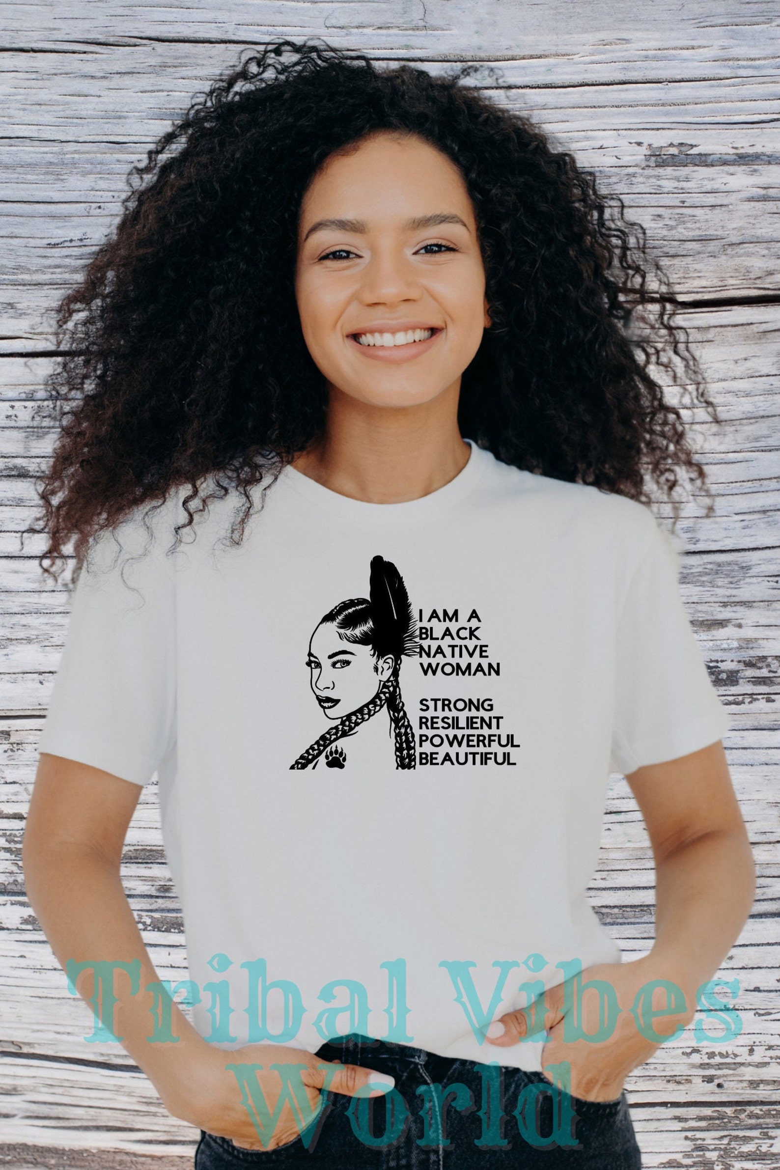 Native American Black Woman Pride Tee Strong Resilient Afro