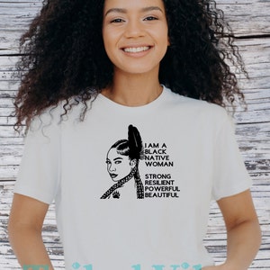 Native American & Black Woman Pride Tee | Strong Resilient Afro Indigenous T-Shirt | Black Native Pride T-Shirt image 5
