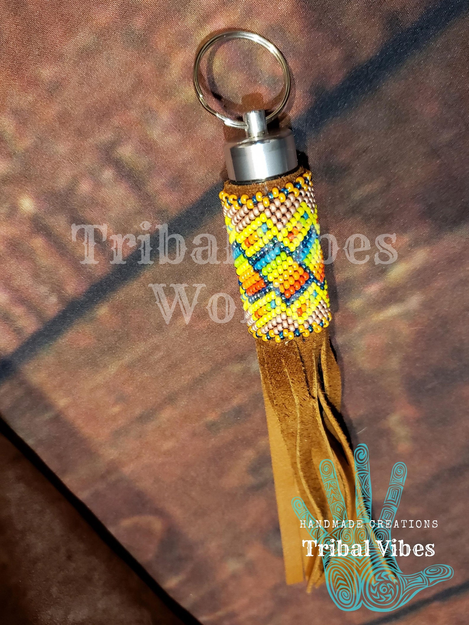 Native Beaded Keychain Native American Beaded Peyote Etsy