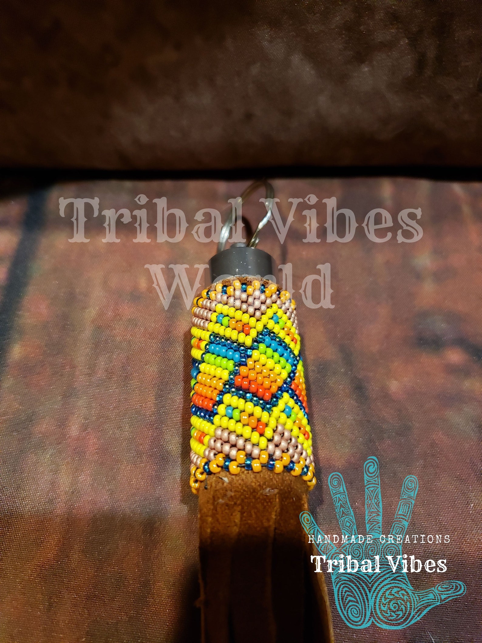 Native Beaded Keychain Native American Beaded Peyote Etsy