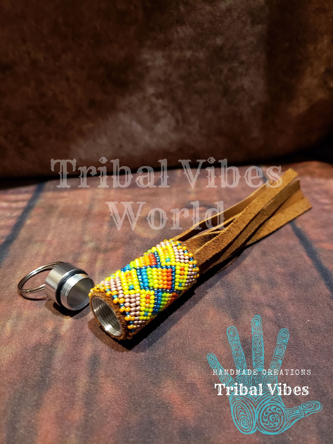 Native Beaded Keychain Native American Beaded Peyote Etsy