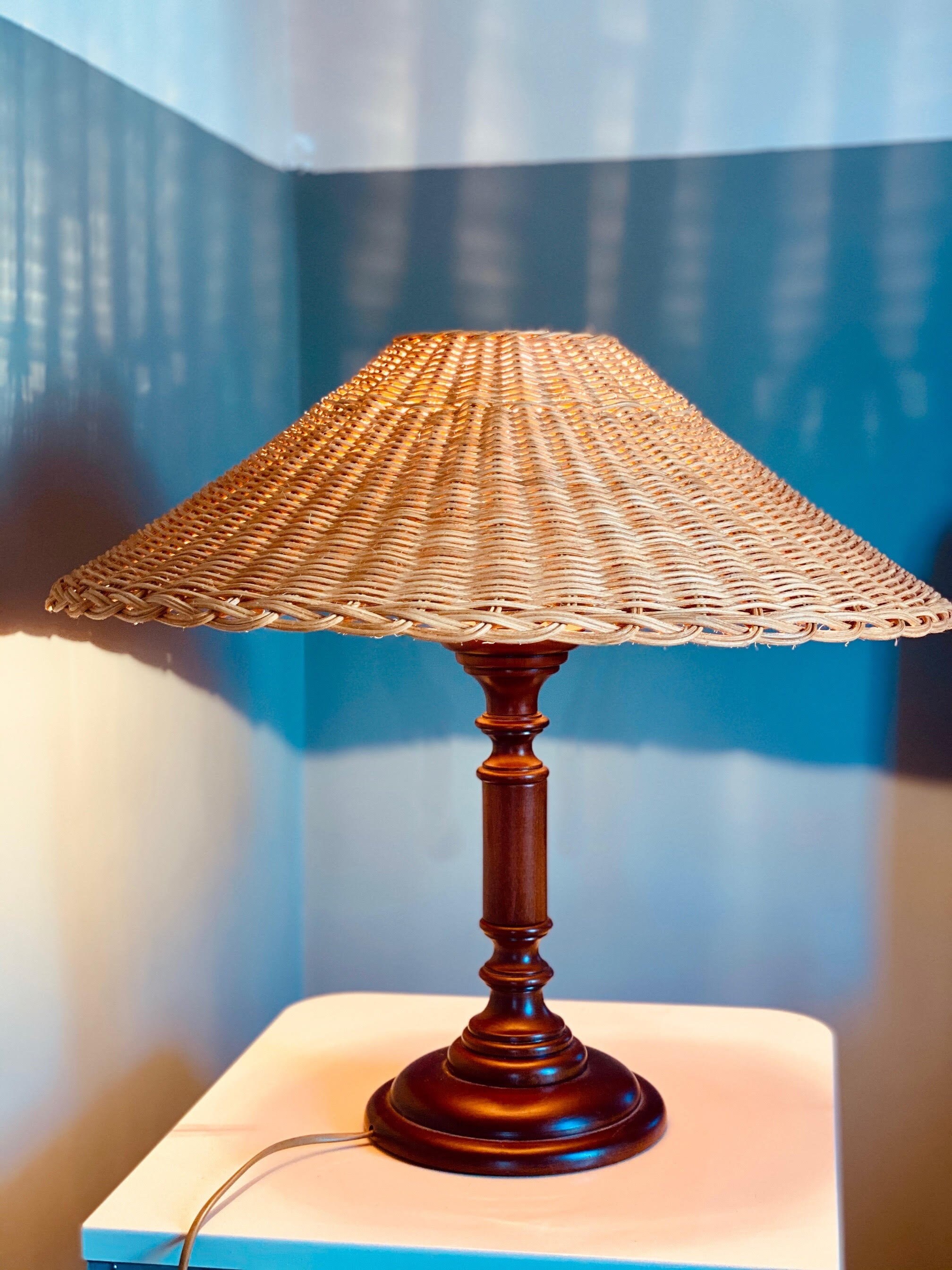 Fungal Rattan Lampshade Rattanshade Table Lampshade Wicker Etsy