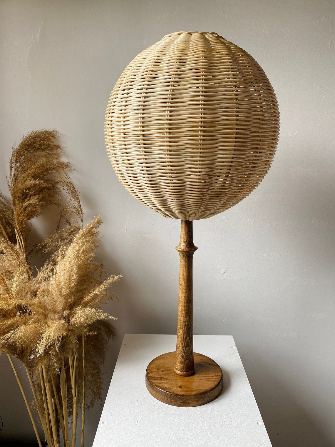 RattanBall Table Lamp WickerBall Table Lamp Rattan Tbale Etsy